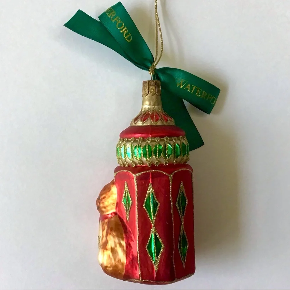 Vintage Waterford Holiday Heirlooms Glass Ornament 2001 Baby’s First Bottle